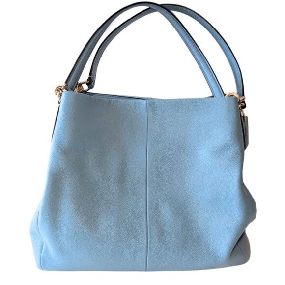 Coach Madison Phoebe Powder Blue Leather Hobo Shoulder Bag  F26224 - Picture 1 of 10